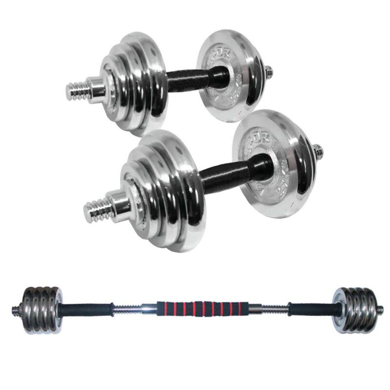 Set Mancuerna Cromada 20 kg con acople